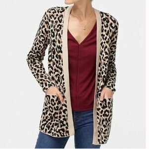 J. Crew Leopard Print Open Cardigan Sweater Size Medium